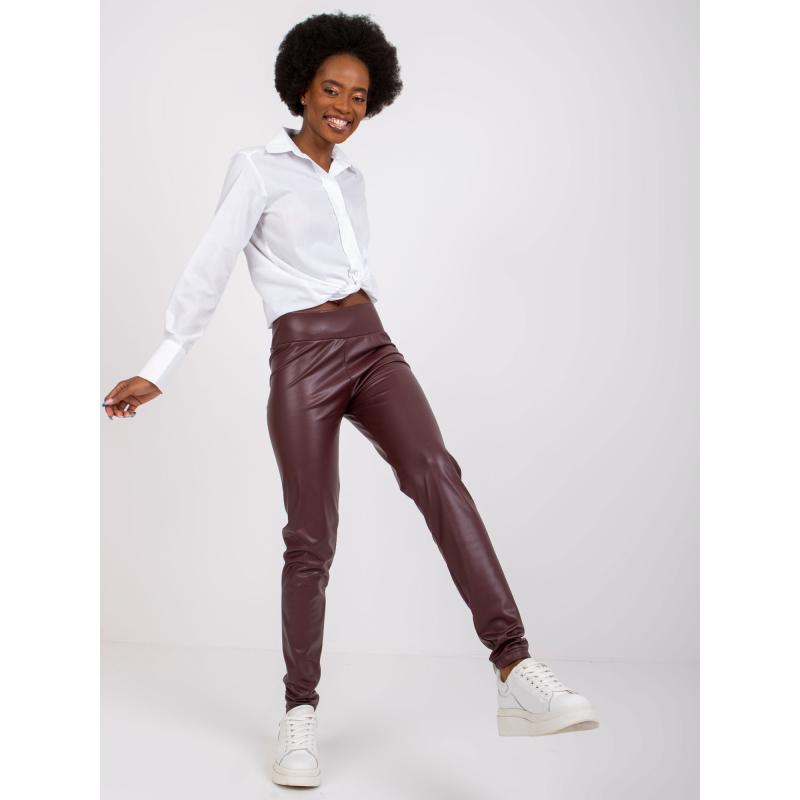 Dámske legíny z organickej kože Briana RUE PARIS dark burgundy