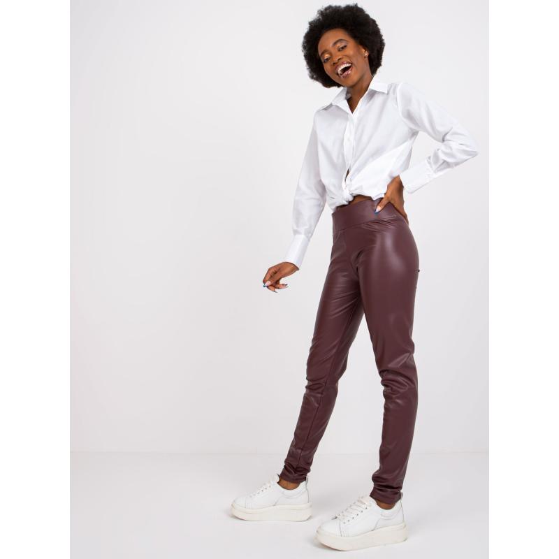 Dámske legíny z organickej kože Briana RUE PARIS dark burgundy