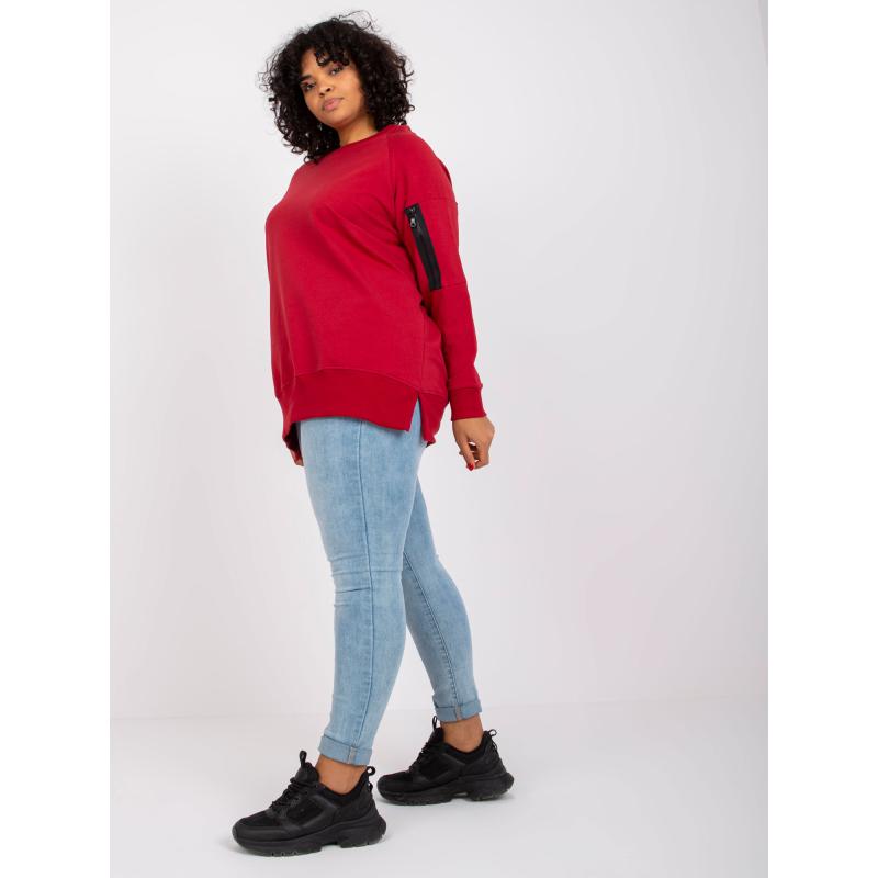 Dámská tunika s nápisy na rukávech plus size PARMA bordó  