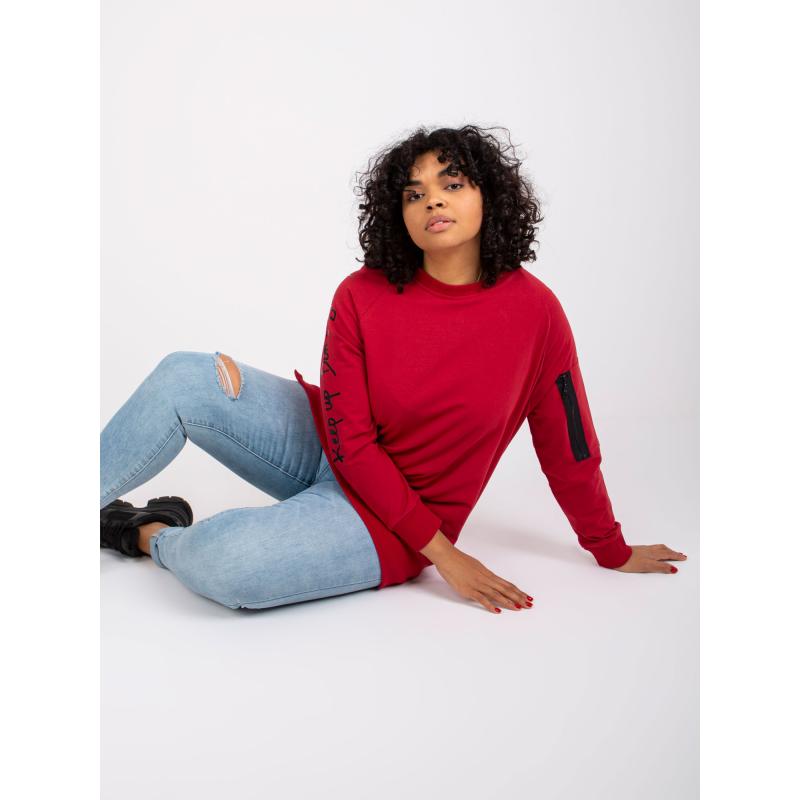 Dámská tunika s nápisy na rukávech plus size PARMA bordó  