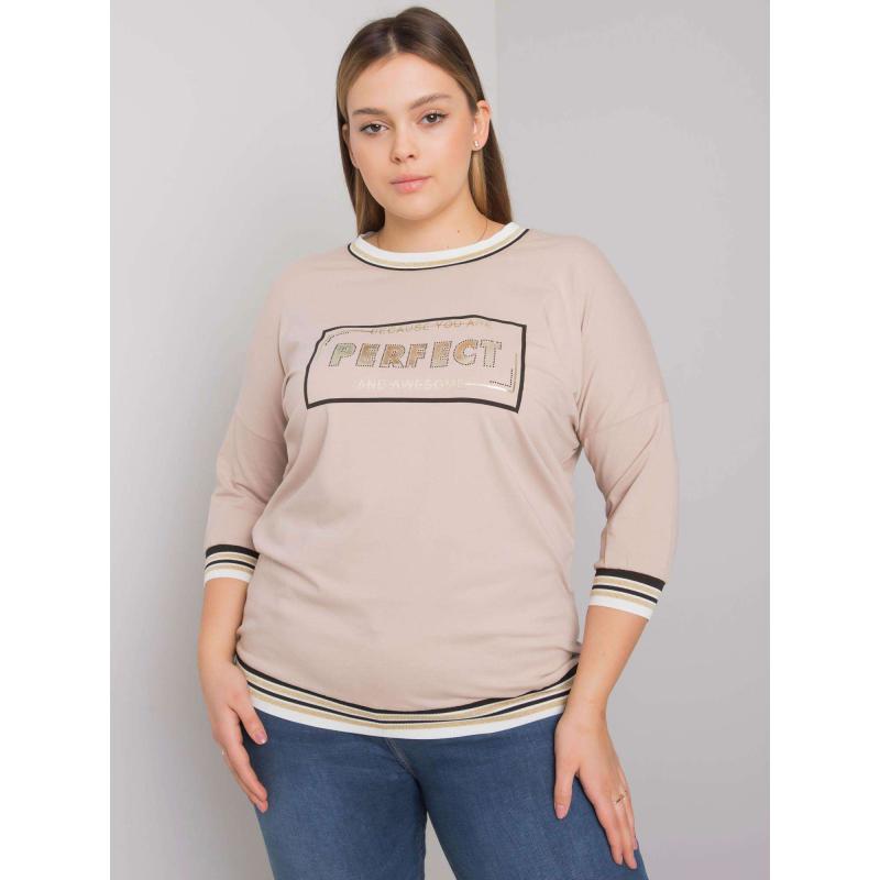 Dámska plus size bavlnená blúzka s potlačou MIA light beige