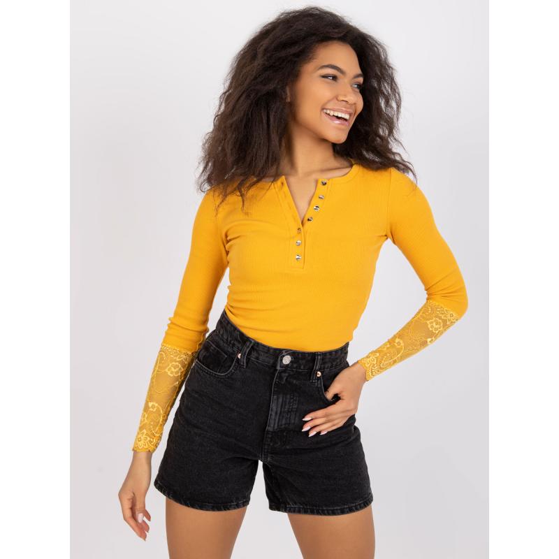 Dámská halenka s krajkou Beatrice RUE PARIS světle oranžová