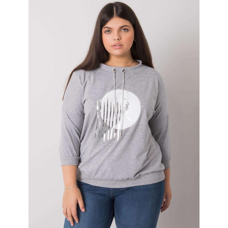 Dámská halenka melanžová plus size BELLA šedá 