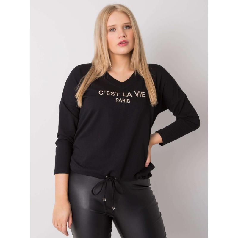 Női nyomtatott plus size blúz SHERILYN fekete