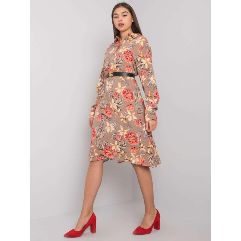 Dámské šaty vzorované CHRISTELLE tmavě béžové  