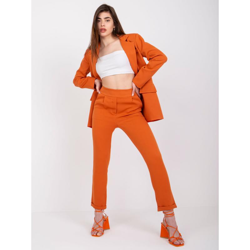 Dámské kalhoty s vysokým pasem HIDALGO tmavě oranžové 