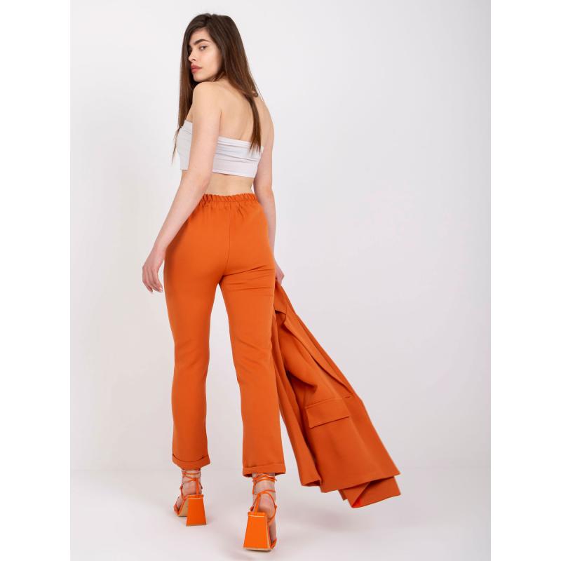 Dámské kalhoty s vysokým pasem HIDALGO tmavě oranžové 