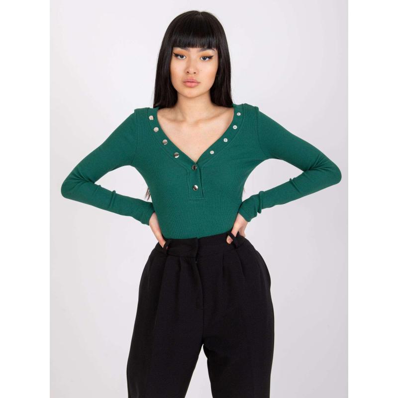 Dámská halenka žebrovaná Tracy RUE PARIS tmavě zelená 