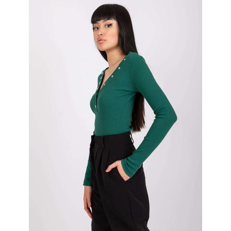 Dámská halenka žebrovaná Tracy RUE PARIS tmavě zelená 