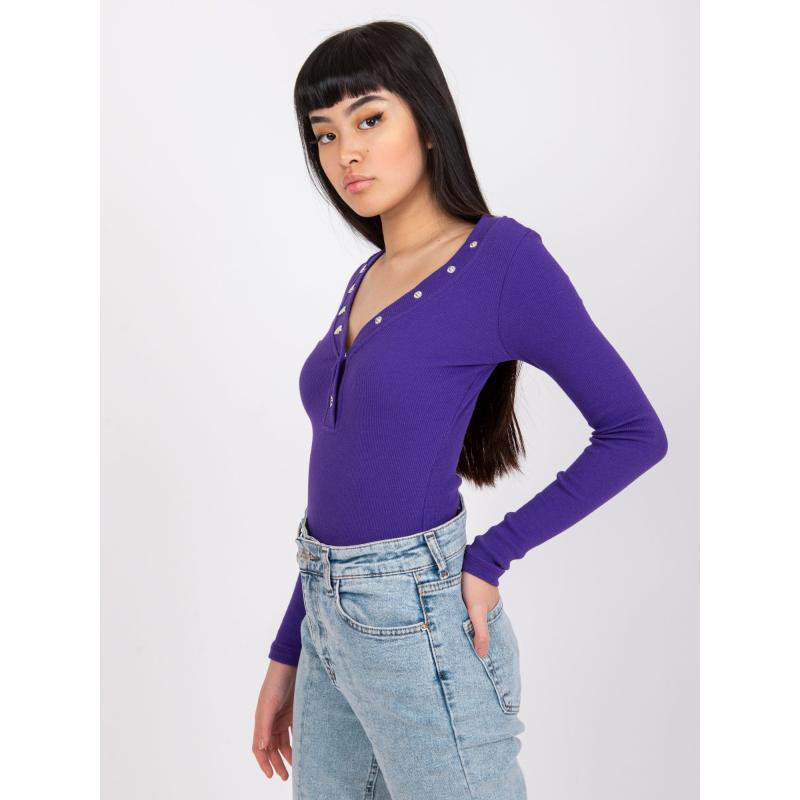 Dámská halenka žebrovaná Tracy RUE PARIS tmavě fialová  