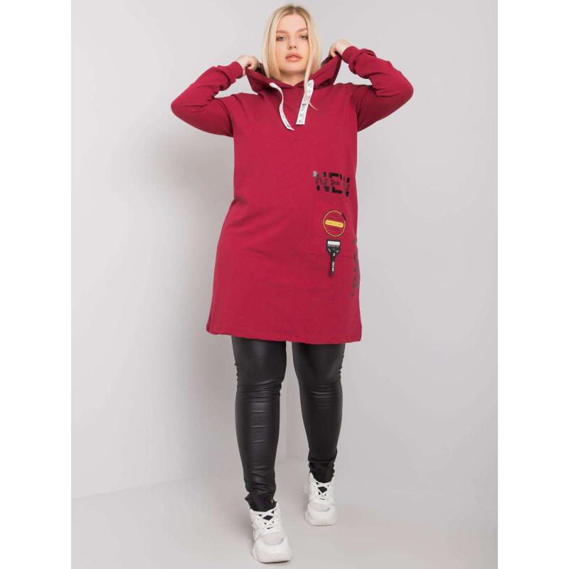 Dámská tunika s kapucí plus size ASHFORD bordó  