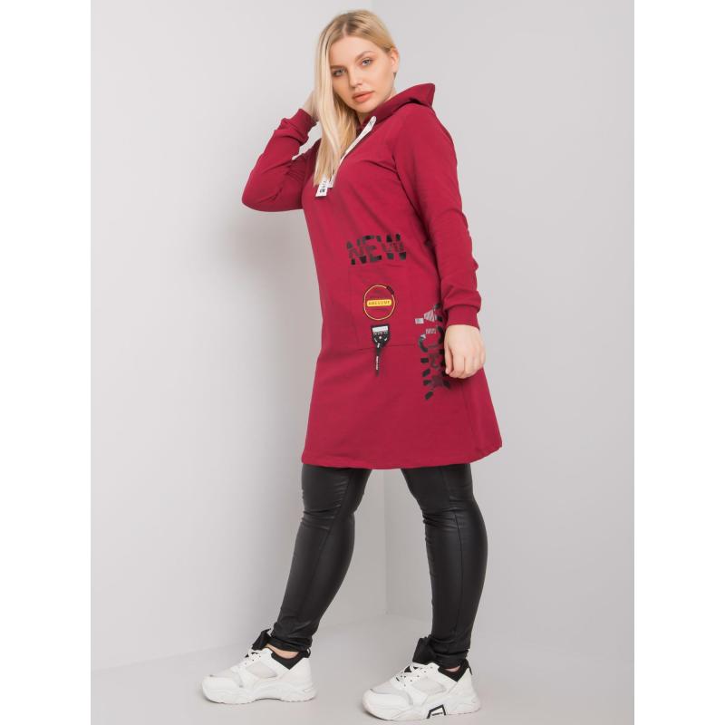 Dámská tunika s kapucí plus size ASHFORD bordó  