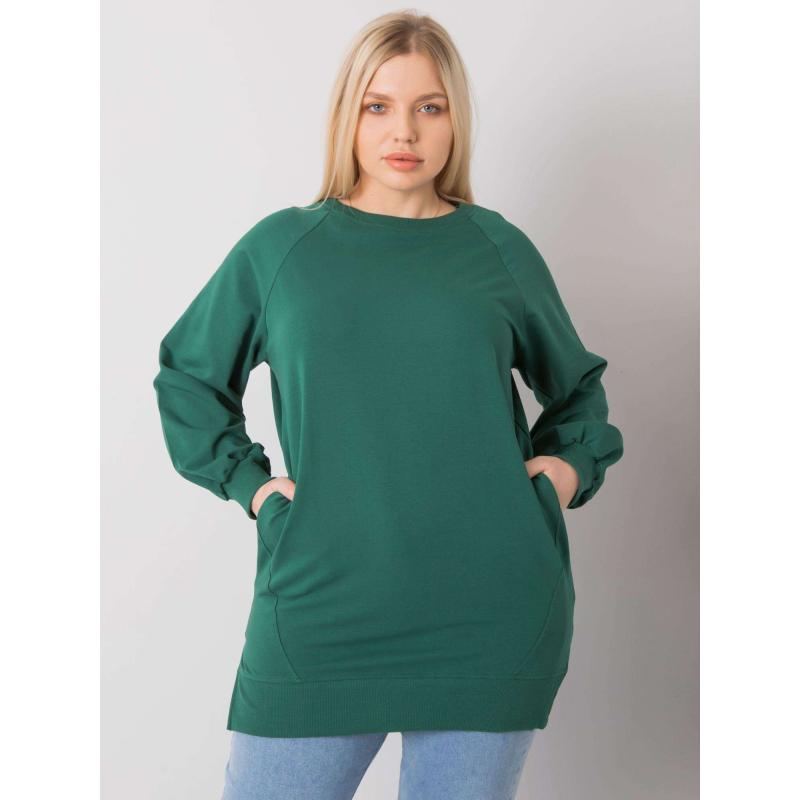 Női egyszínű plus size blúz TOLEDO sötétzöld