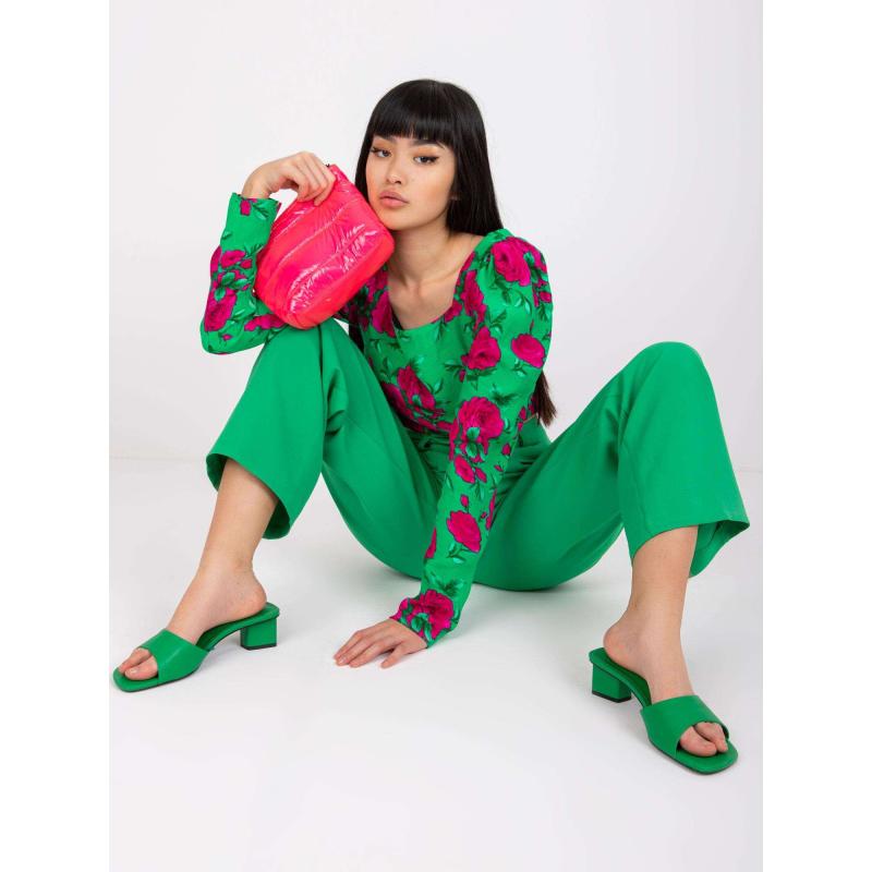 Dámske nohavice s vysokým pásom CAROLINE green