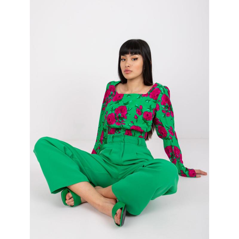 Dámske nohavice s vysokým pásom CAROLINE green