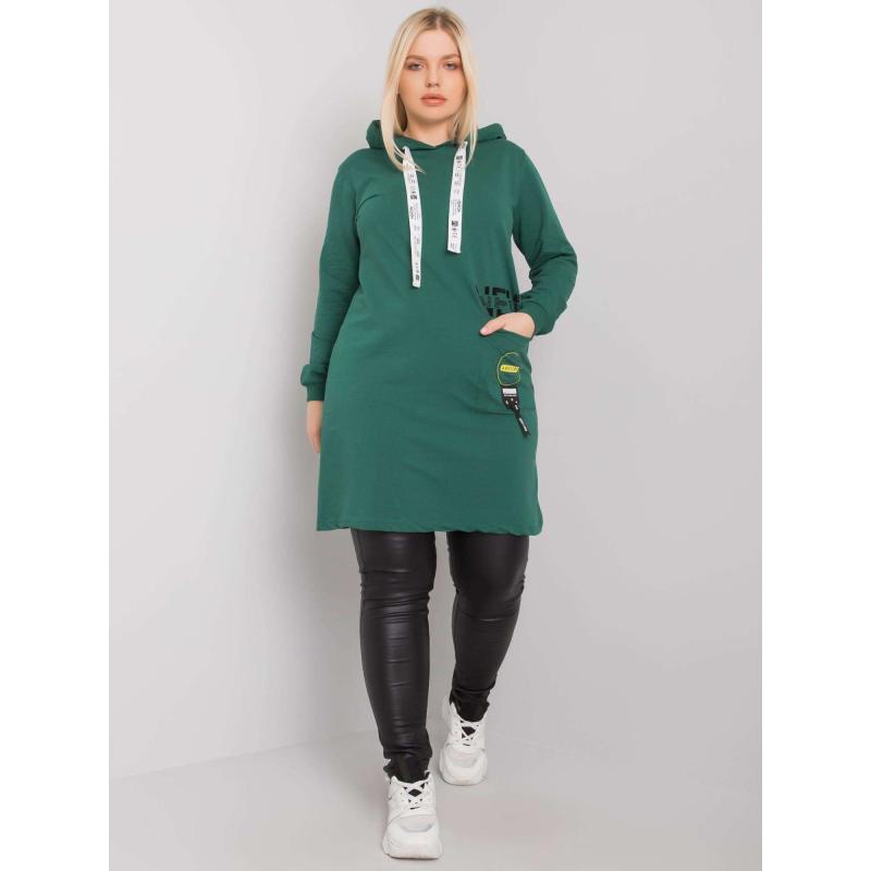 Női kapucnis tunika plus size ASHFORD sötétzöld