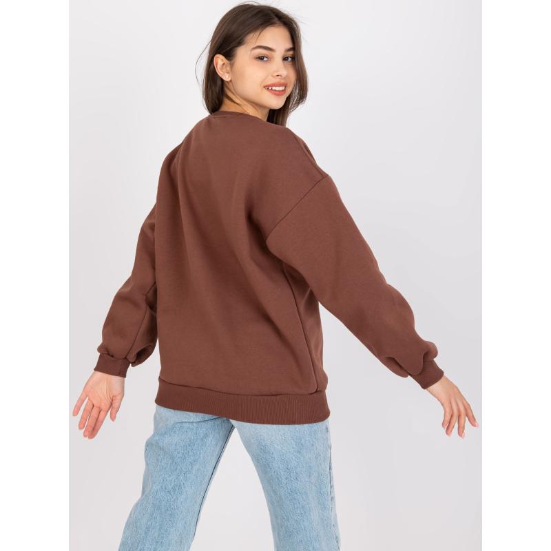 Női nyomtatott pulóver ELISE sötétbarna