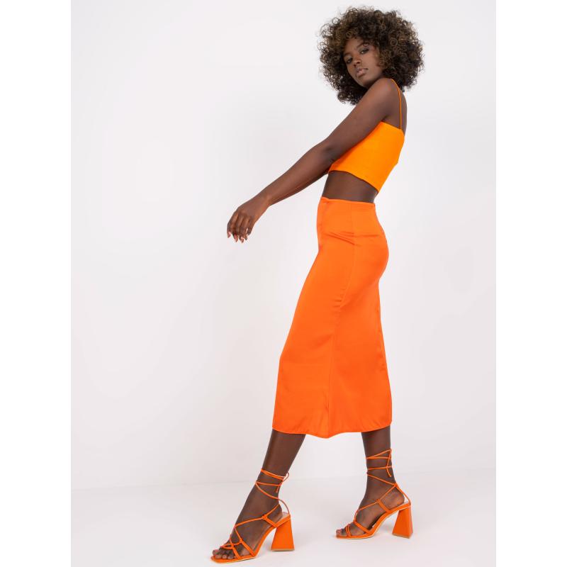 Dámská sukně trapézová midi Terrassa RUE PARIS oranžová 