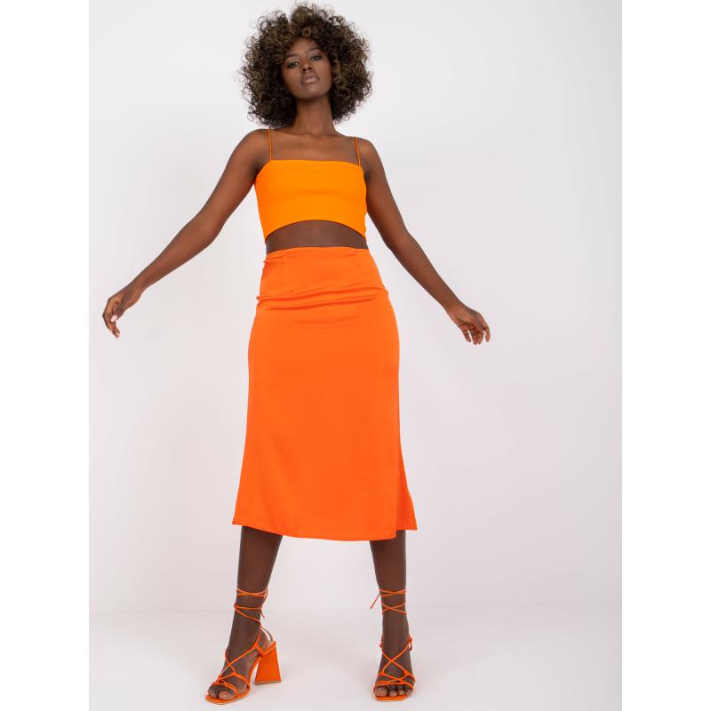 Dámská sukně trapézová midi Terrassa RUE PARIS oranžová 