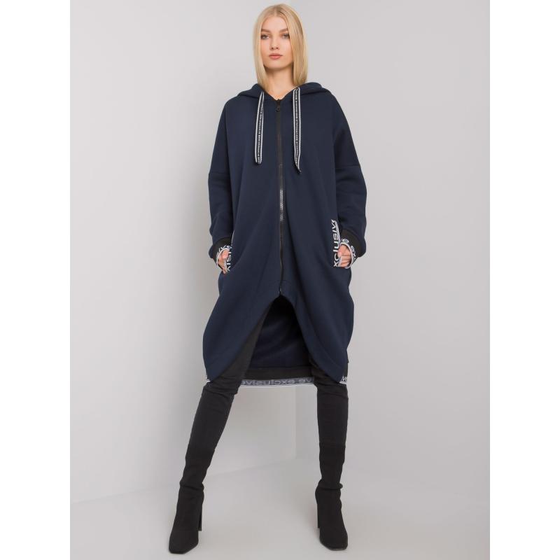 Női kapucnis, cipzáras pulóver MAYAR sötétkék