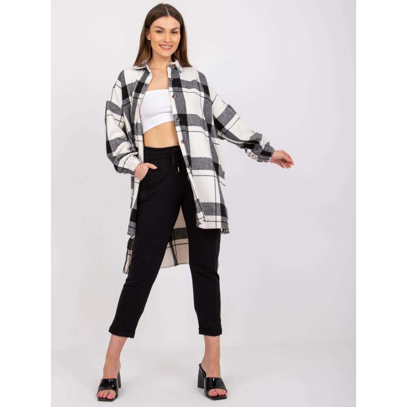 Dámská košile kostkovaná vlněná AMERIE černobílá 