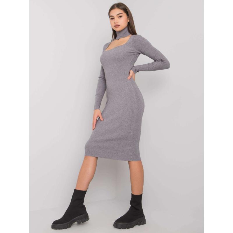 Dámské šaty s rolákem Edda OCH BELLA šedé 