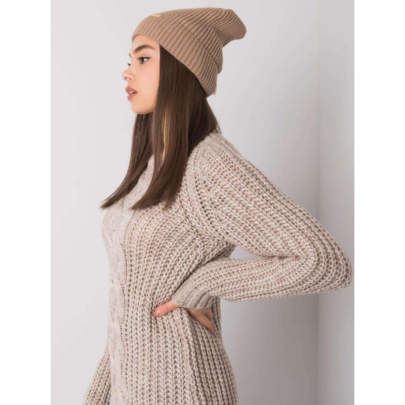Dámská čepice pletená RUE PARIS tmavě béžová  