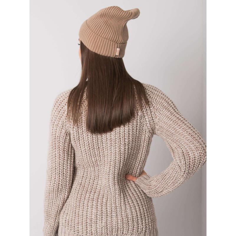 Dámská čepice pletená RUE PARIS tmavě béžová  