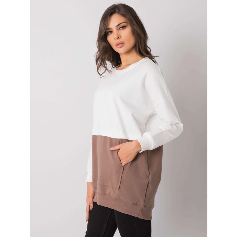 Dámská mikina klokaní Hartsville RUE PARIS ecru hnědá  