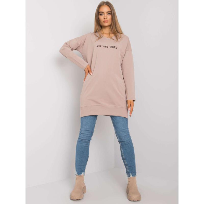 Dámská tunika s nápisem Halifax RUE PARIS tmavě béžová 