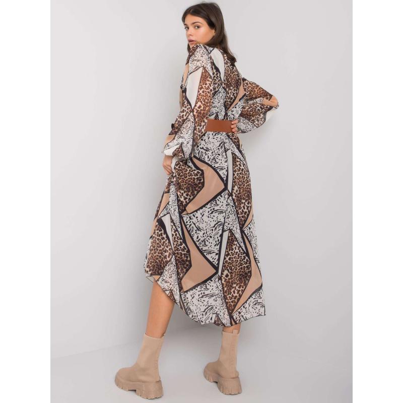 Dámské šaty s páskem vzorované RICHLAND černo-béžové  