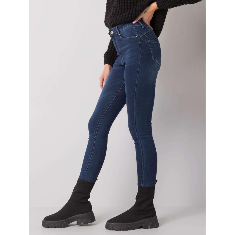 Dámské džíny s vysokým pasem přiléhavé MARSHALLL tmavě modré  
