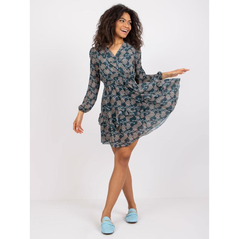 Dámské šaty s volánem Kim OCH BELLA zelené 