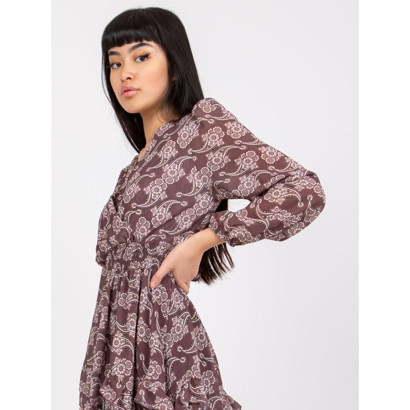 Dámské šaty s volánem Kim OCH BELLA hnědé 