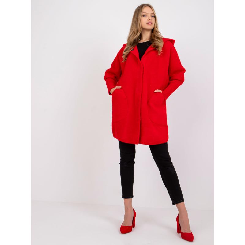 Dámský kabát z alpaky CAROLYN červený 