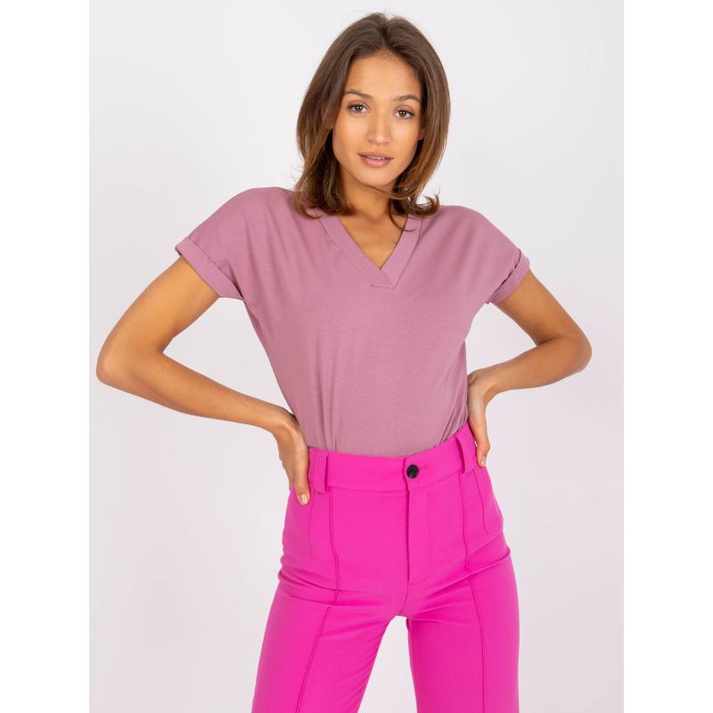Női édes nyakú póló SEVERINE rózsaszínű