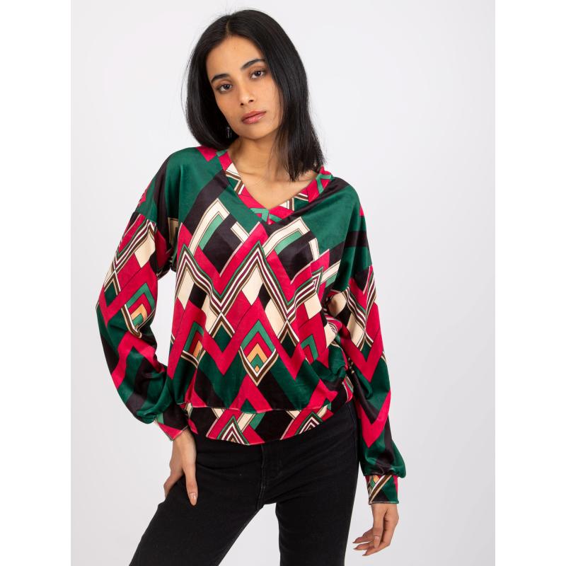 Női blúz nyomatokkal LEA zöld-rózsaszín