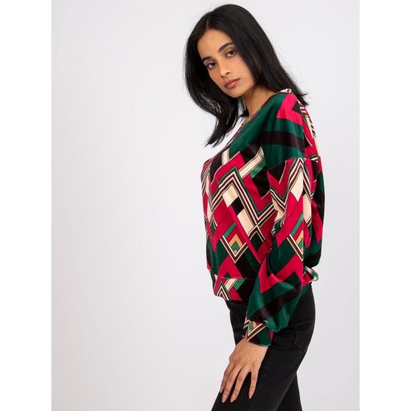 Női blúz nyomatokkal LEA zöld-rózsaszín
