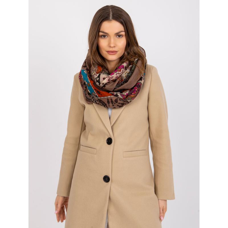 Női nyomtatott sál JOHNA sötét bézs