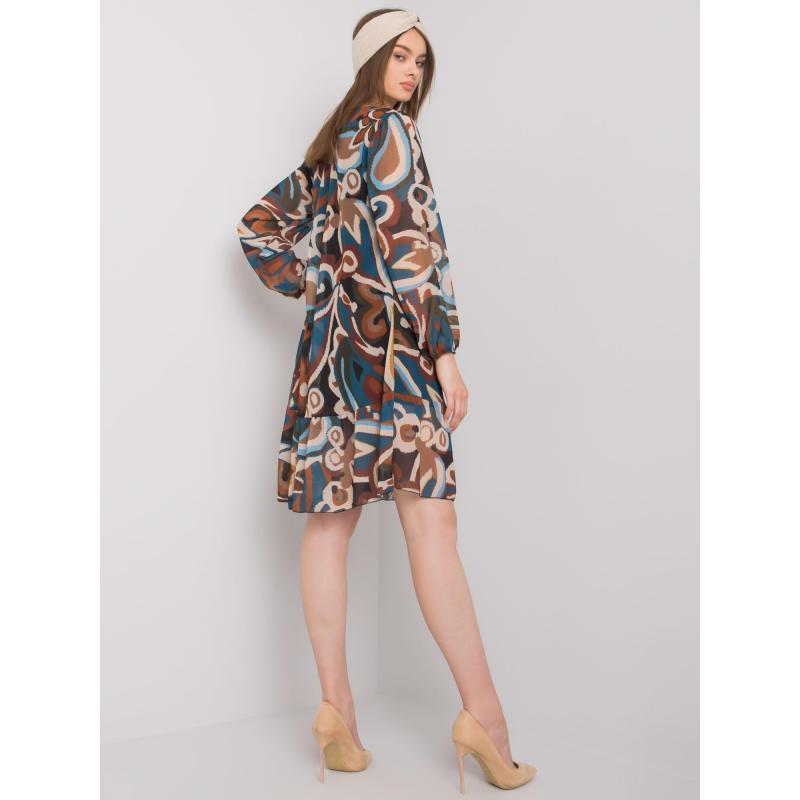 Dámské šaty s volánky SPOLETO modré a hnědé