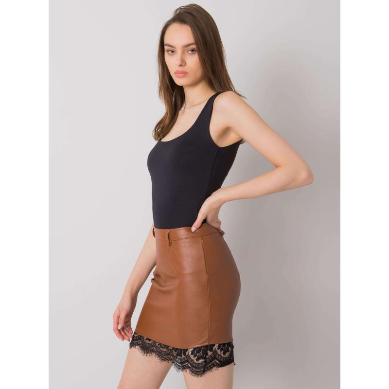 Dámská sukně z ekokůže BENNIGTON hnědá 