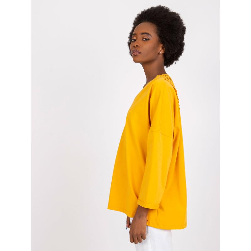 Dámská halenka s krajkovou vsadkou Sylvie RUE PARIS zářivě oranžová 