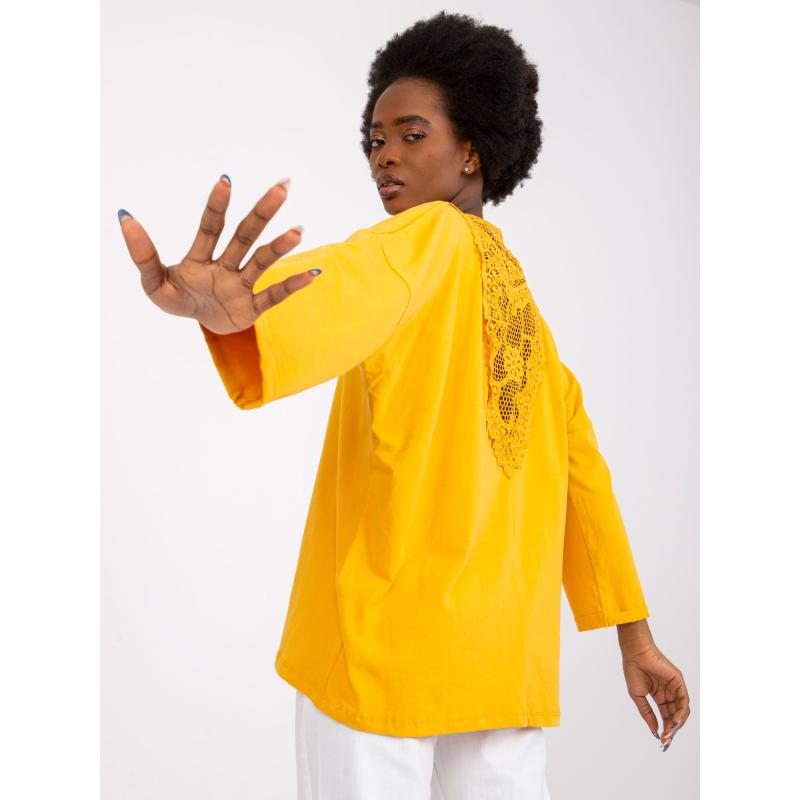 Dámská halenka s krajkovou vsadkou Sylvie RUE PARIS zářivě oranžová 