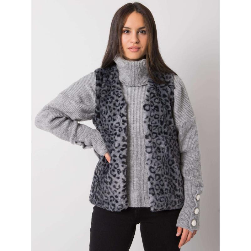 Dámská vesta kožešinová s puntíky PERRINA grafitová 