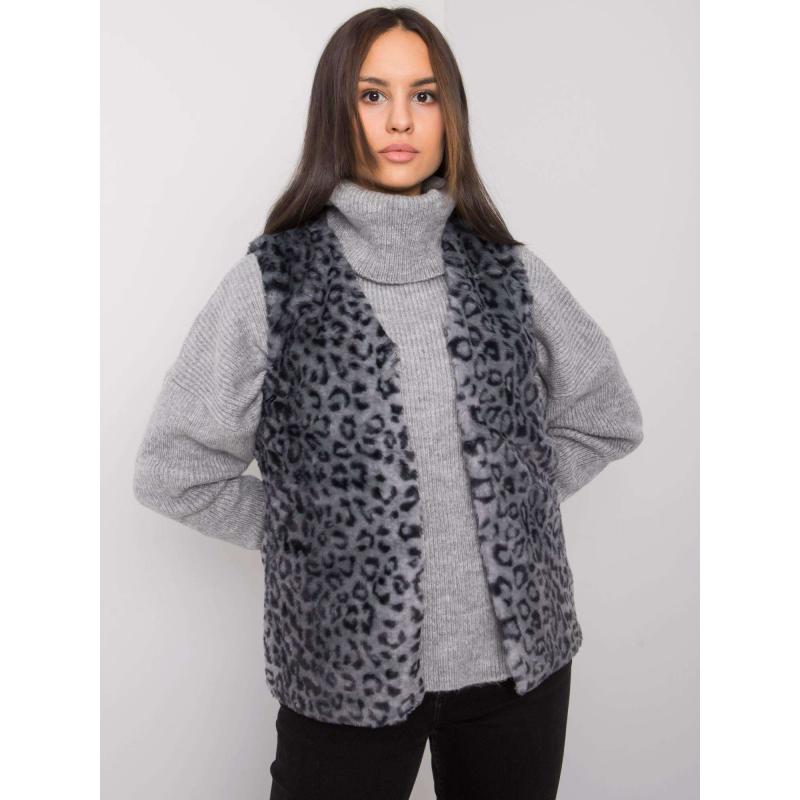 Dámská vesta kožešinová s puntíky PERRINA grafitová 