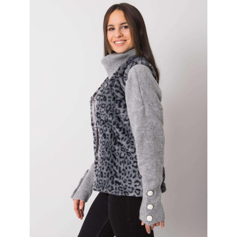 Dámská vesta kožešinová s puntíky PERRINA grafitová 