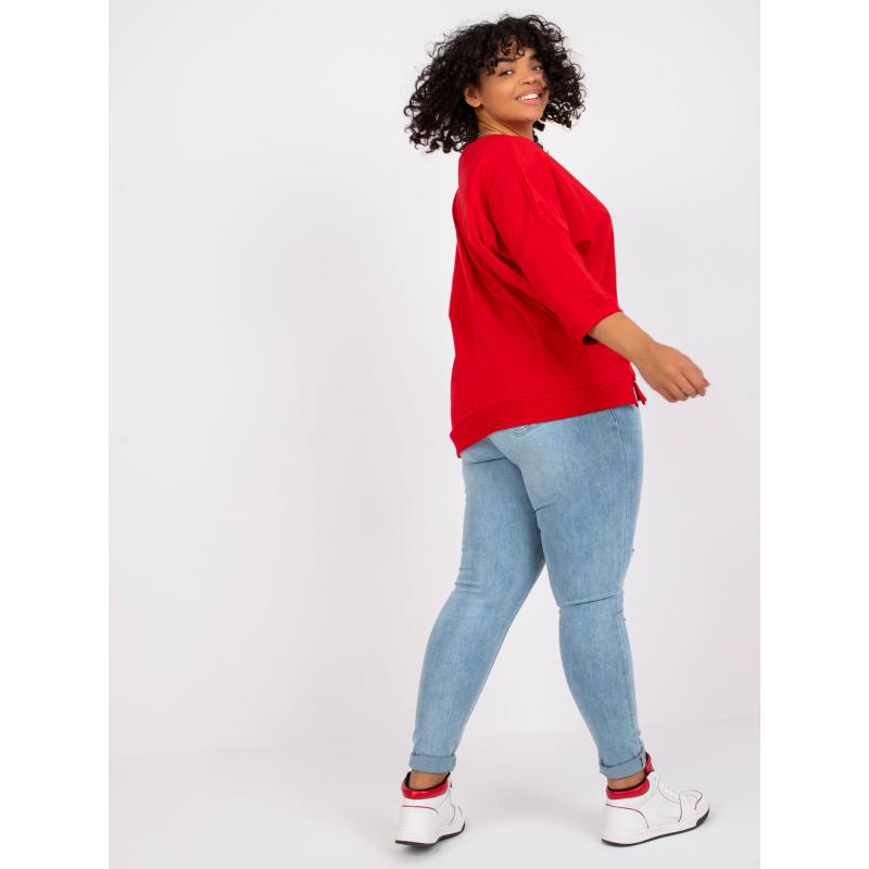 Női plus size pamut blúz CORDELIA piros