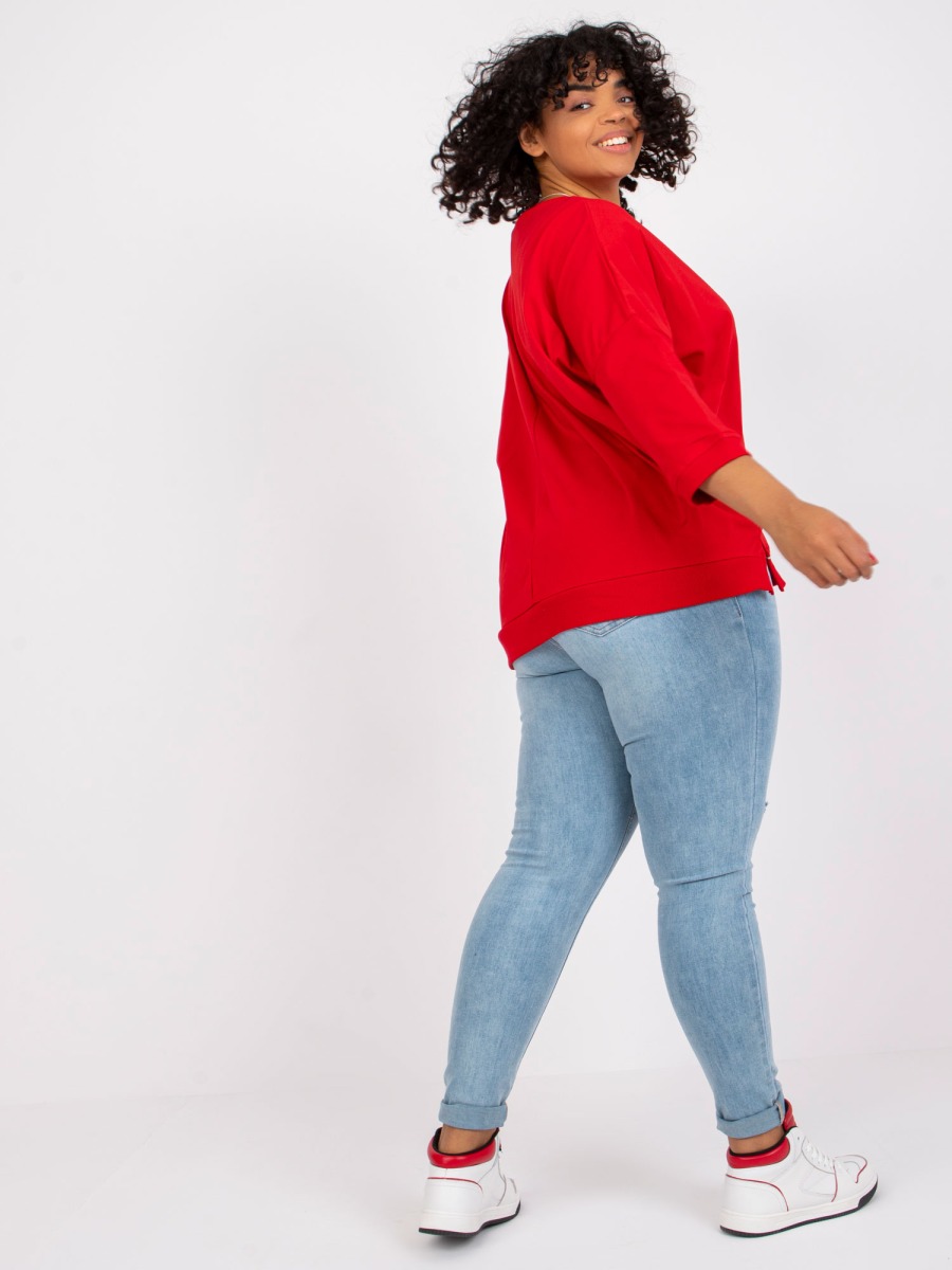 Női plus size pamut blúz CORDELIA piros - foto 3