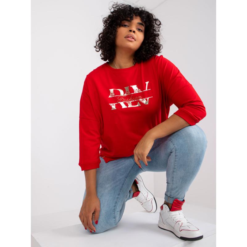 Női plus size pamut blúz CORDELIA piros