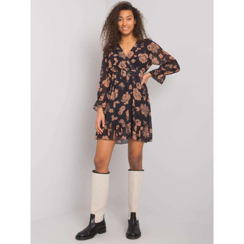 Dámske šaty s volánom LORIELLA black-brown